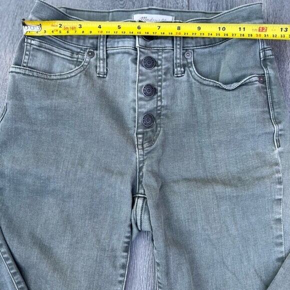 Madewell Skinny Jeans hi rise 9” size 25 green button cotton blend A000326 - Picture 4 of 11